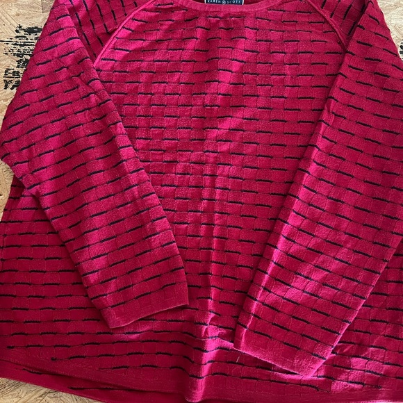 Karen Scott red and black sweater 100% cotton - Picture 2 of 2